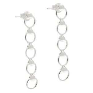 New Sterling Silver Ball Circle Chain Earrings